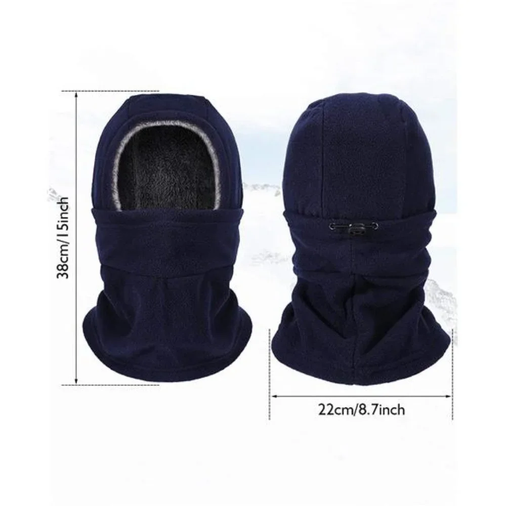 Unisex Winter Balaclava Hat Fleece Full Face Covering Scarf with Drawstring